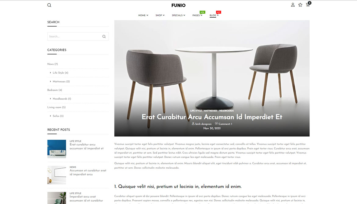 Blog list left sidebar