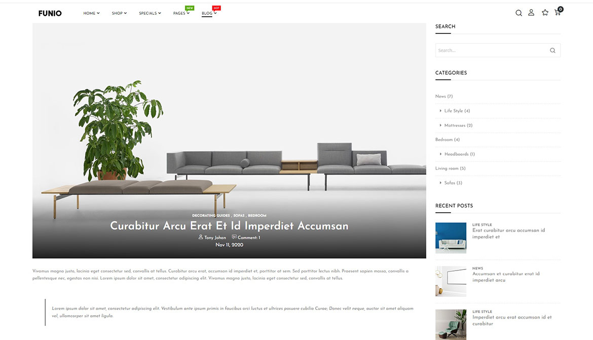 Blog post view right sidebar
